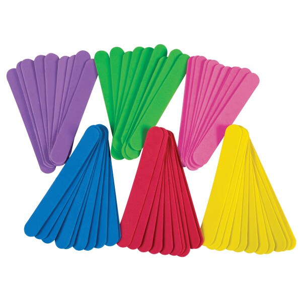 Wonderfoam Jumbo Craft Sticks, 6" x 3/4", Assorted Colors, 100 Count