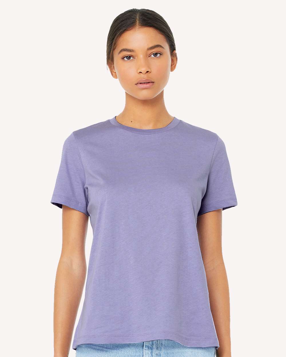 BELLA + CANVAS Women’s Relaxed Crew Neck Short Sleeve Jersey Tee for Everyday & Custom Print Fashion Top
