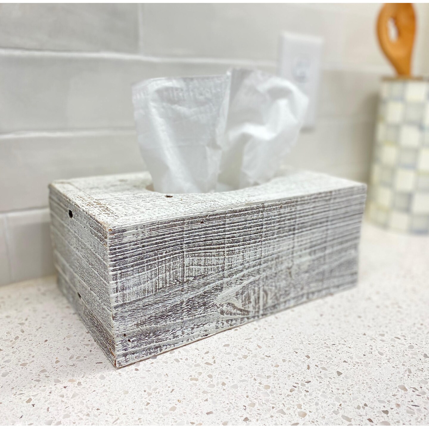 Rustic Farmhouse Reclaimed Wood Decorative 9&#x22; x 5.25&#x22; Rectangular Tissue Box Cover