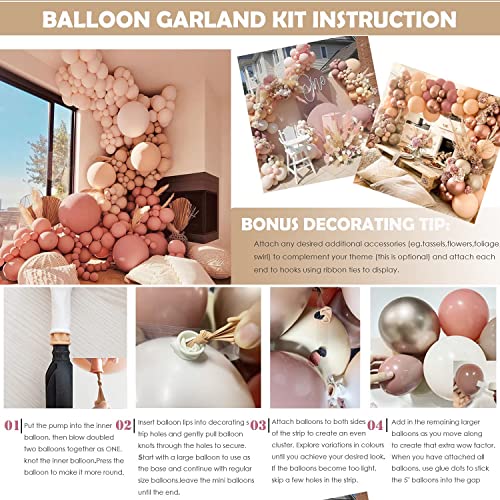 141 Pieces Balloon Arch Garland Kit,Blush Nude Apricot Party Balloons Decoration Set for Retro Boho Wedding Baby Shower Bridal Engagement Anniversary Graduation Birthday Decorations