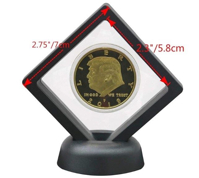 3D Floating Display Case Stand Holder, Medallion Medal Specimen Military Coin Clear Box (Black), SH Challenge Coin Display Frame