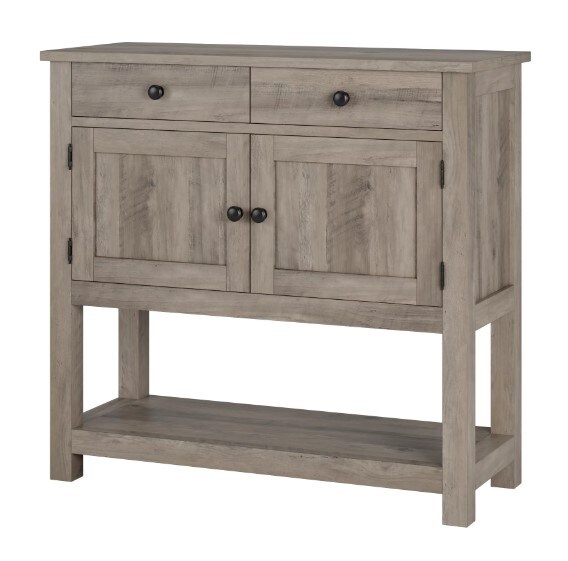 Farmhouse Console Table with 2 Drawers and Doors Gray Foyer Table with Wood Coffee Bar Sideboard for Entryway Dining Room