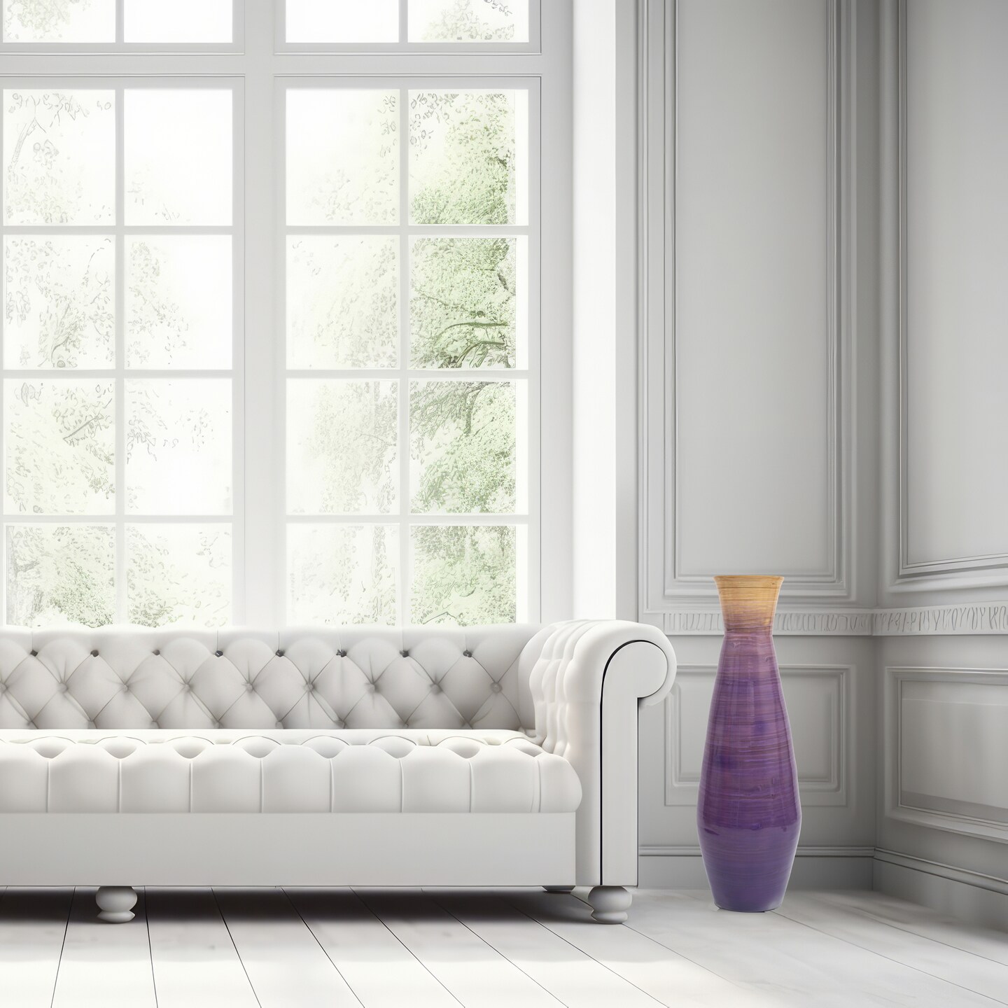 Uniquewise Classic Bamboo Floor Vase Handmade, For Dining, Living Room, Entryway, Fill Up With Dried Branches Or Flowers