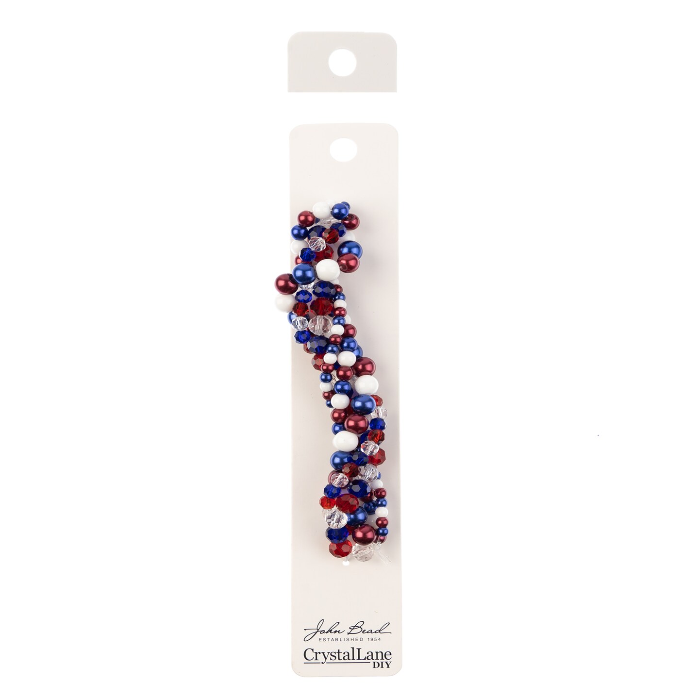Crystal Lane DIY Red White Blue Twisted Glass &#x26; Pearls Beads, 5 Strands