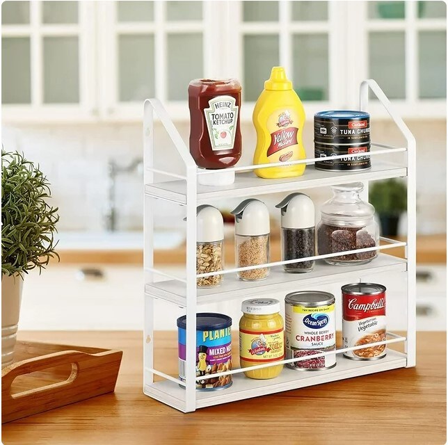 White 3 Layer Hanging Kitchen Spice Rack Organizer