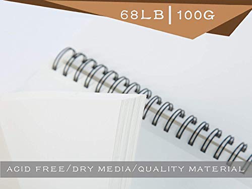 Sketchpad 9X12" Inch (68lb/100g), 100 Sheets of Spiral Bound Sketch Book for Artist Pro & Amateurs | Marker Art, Ink Art, Colored Pencil, Acrylic Paint, Charcoal for Sketching
