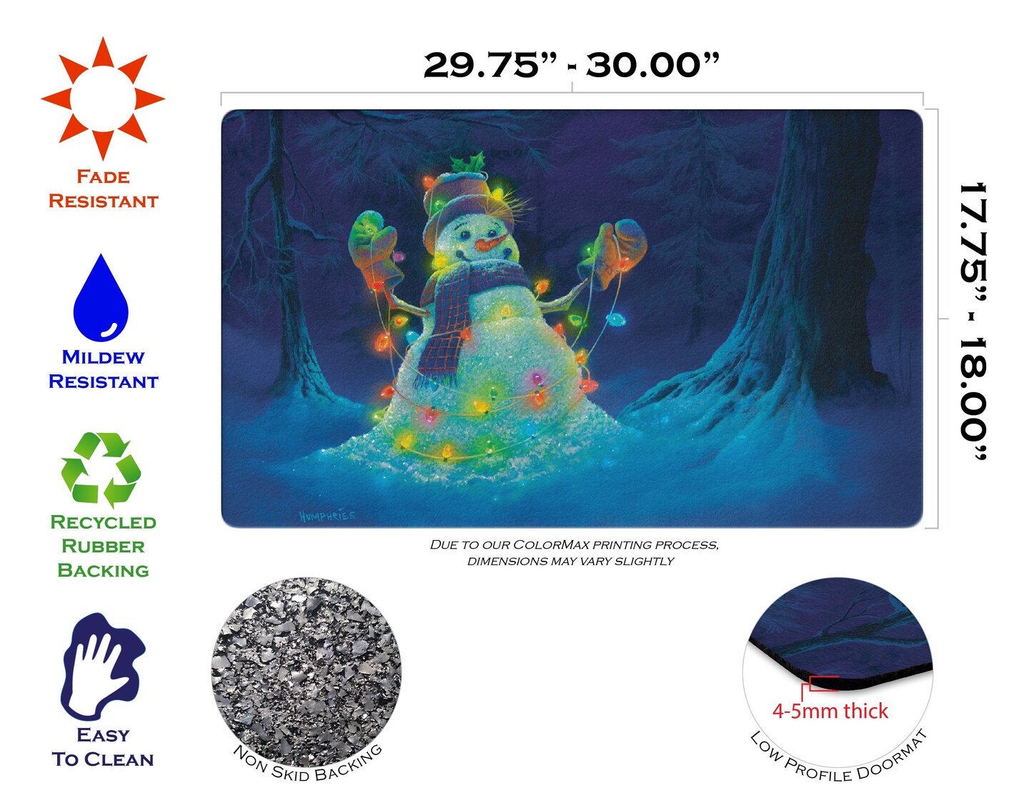 Glowman Snowman Door Mat (18 x 30&#x22;)