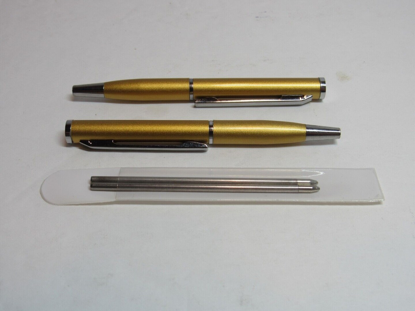 Kitcheniva 2 Super Mini Brushed Gold Metal Ballpoint Pen 2 Extra Refills