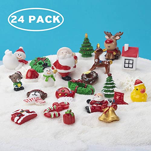 Sooez Mini Christmas Ornaments, Set of 24 Cute Miniature Resin Christmas Tree Ornament Figures Advent Calendar&#xA0;Fillers, Durable &#x26; Well-Crafted 3-D Figurines with Gold Loops for Easy Hanging