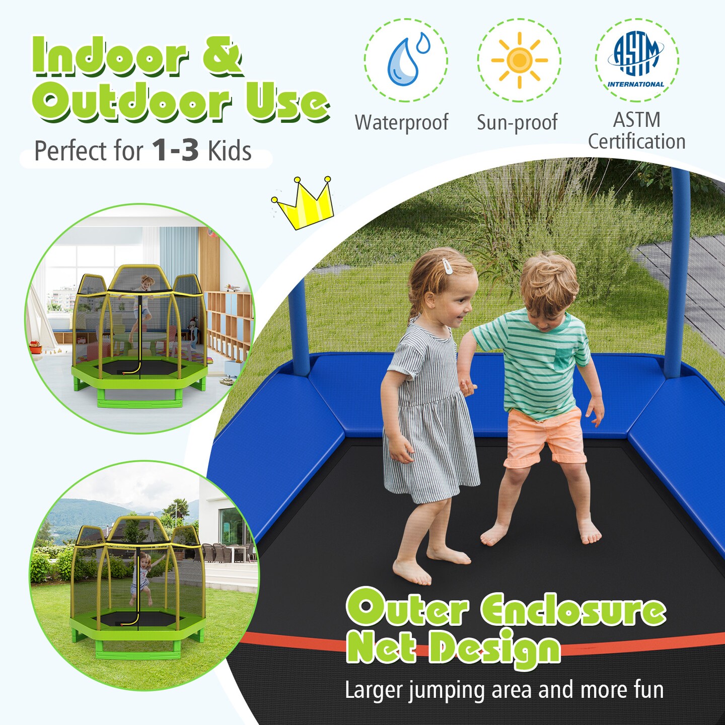 7 Feet Kids Recreational Bounce Jumper Trampoline