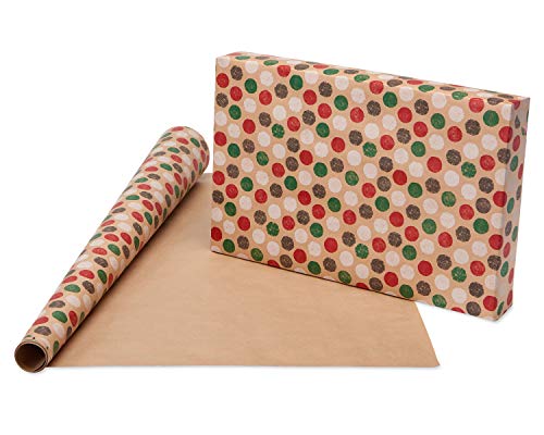 American Greetings 80 sq. ft. Wrapping Paper Bundle for Christmas and All Holidays, Red, Green and Kraft (4 Rolls 30 in. x 8 ft.)