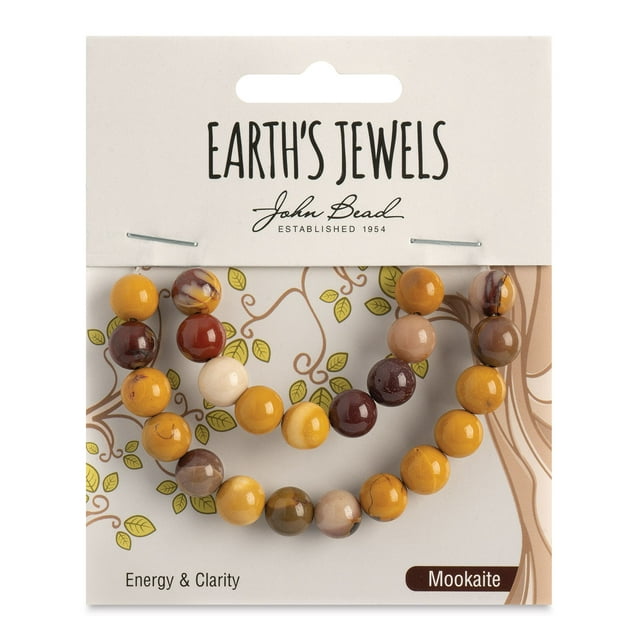 Earth&#x27;s Jewels Semi-Precious Mookaite Jasper Natural Round Beads, 8mm