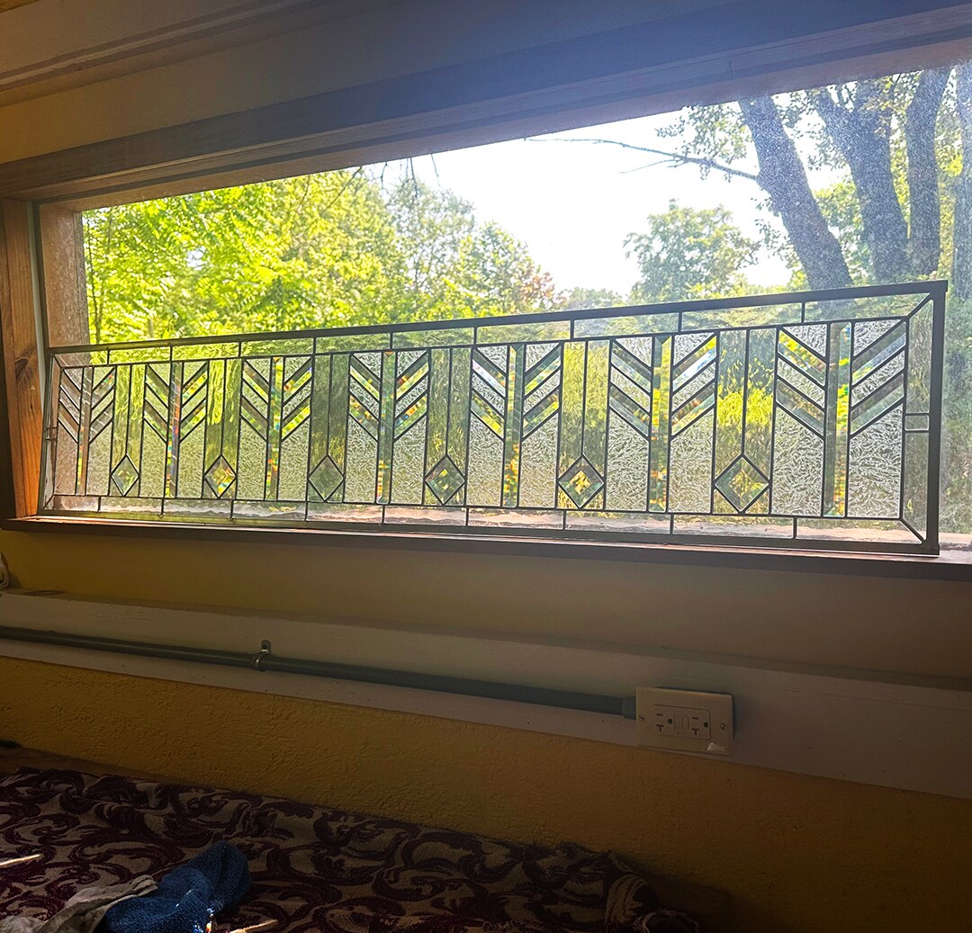 product name is Custom Stained Glass Transom - Wheat Transom Long