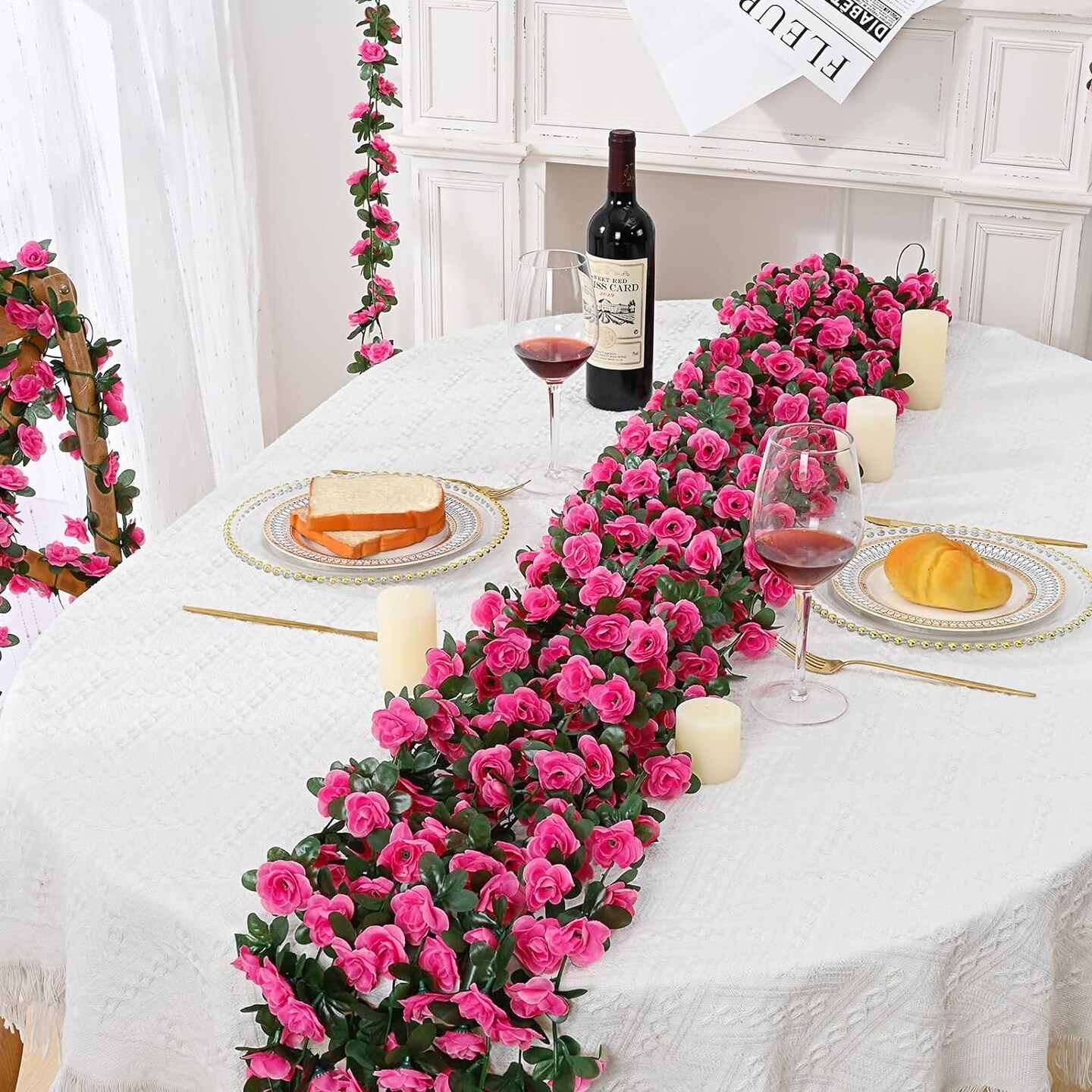 41 ft. Decorative Flower Garland Rose Vines 5 packs