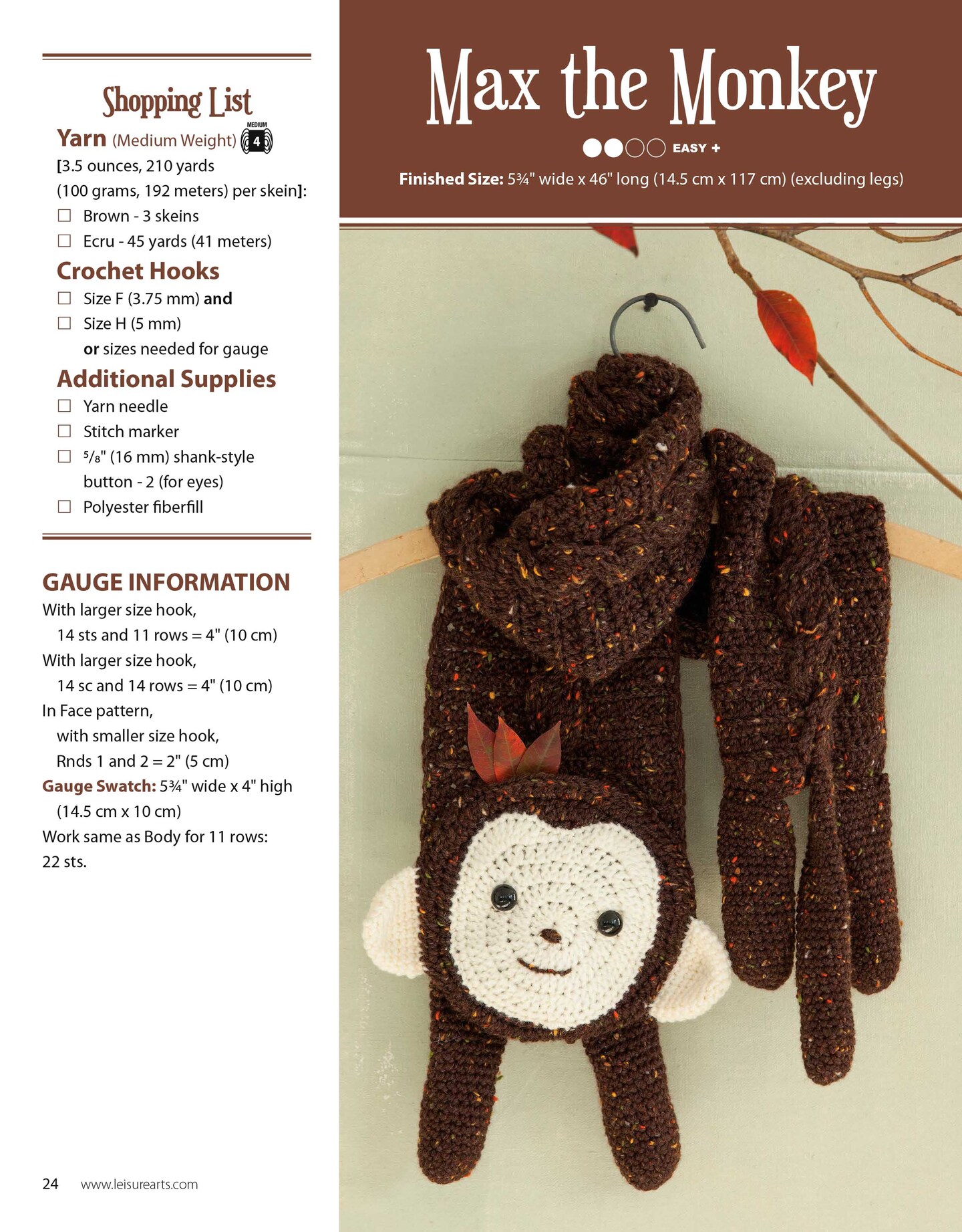 Leisure Arts Amigurumi Animal Scarves Crochet Book