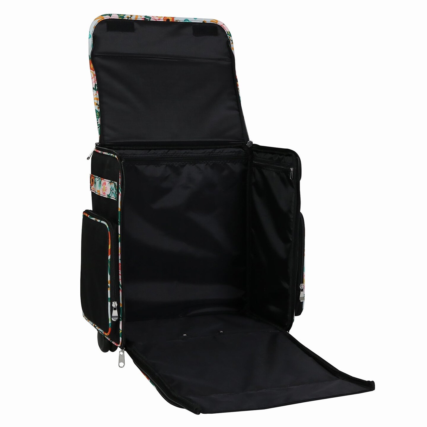 Collapsible Rolling Scrapbook & Featherweight Case, Black & Floral