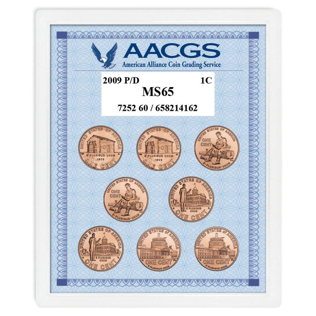 2009P &#x26; D Lincoln Bicentennial Pennies Graded MS65