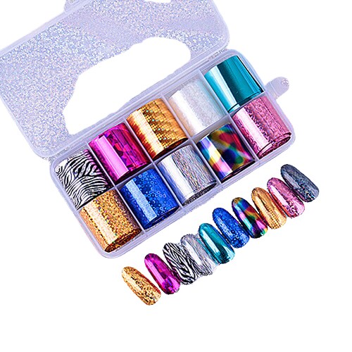 Kitcheniva Holographic Nail Foils DIY Art Transfer Stickers Set of 10