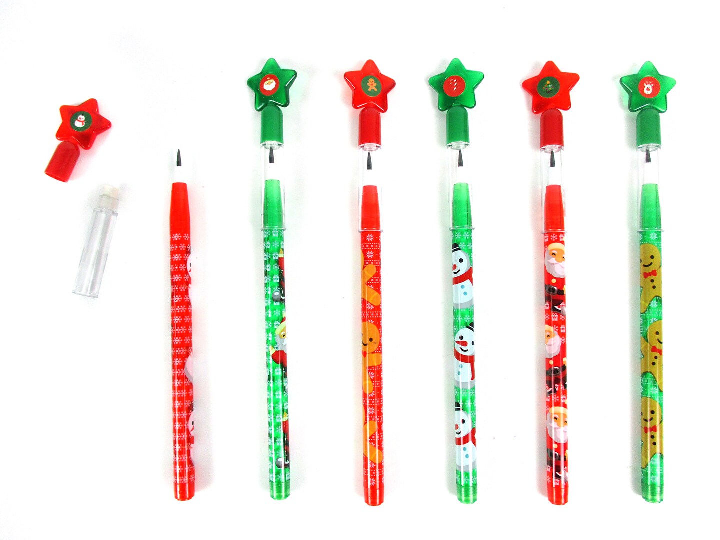 Christmas Stackable Point Pencils - Set of 6