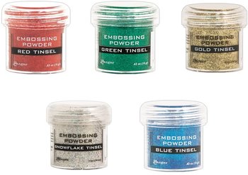 Cardmaking: Tinsel Heat Embossing - Ranger Glitter Tinsel Embossing Powders - 5 Item Bundle