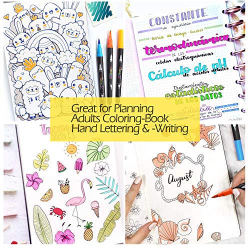 48 Color Duo Tip Pens Art Markers Set,96 Nibs Fine and Brush Tip for Adult Coloring Book Journaling Note taking Lettering Calligraphy Drawing Pens Supplies