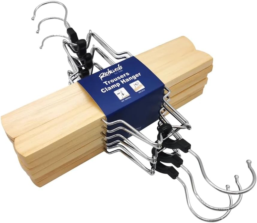 Wooden Pant Hangers - 6 Pack