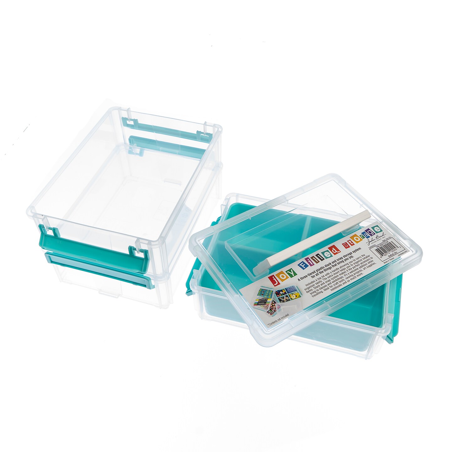 Joy Filled 8&#x22; Clear Stackable Organizer with Lids &#x26; Handle