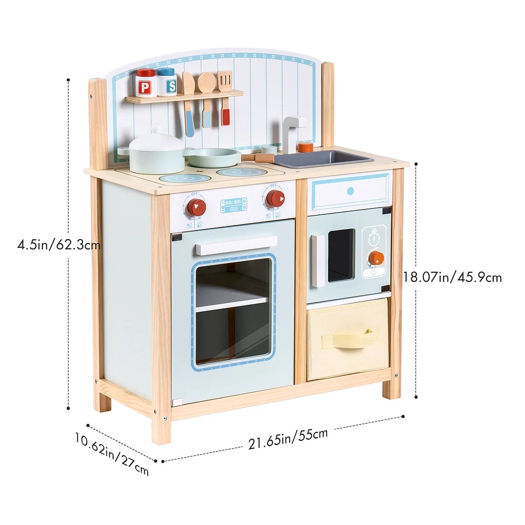 ROBUD Wooden Kitchen Playset with Storage Bin WCF03