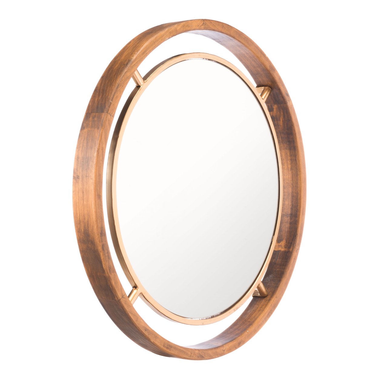 Zuo Modern Contemporary Inc. Round Gold Mirror Brown and Gold