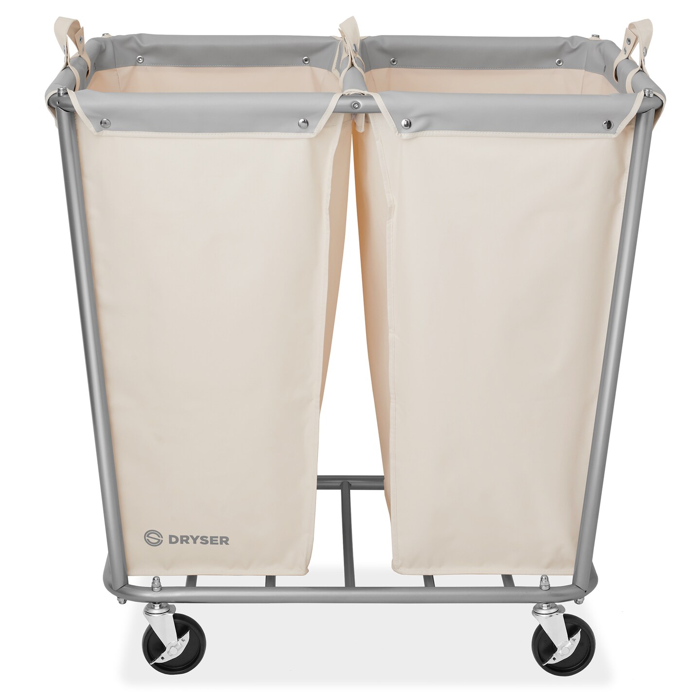 Dryser Commercial Heavy-Duty Rolling Laundry Hamper, Steel Frame Cart on Wheels with Removable Canvas Bin for Hotel or Home