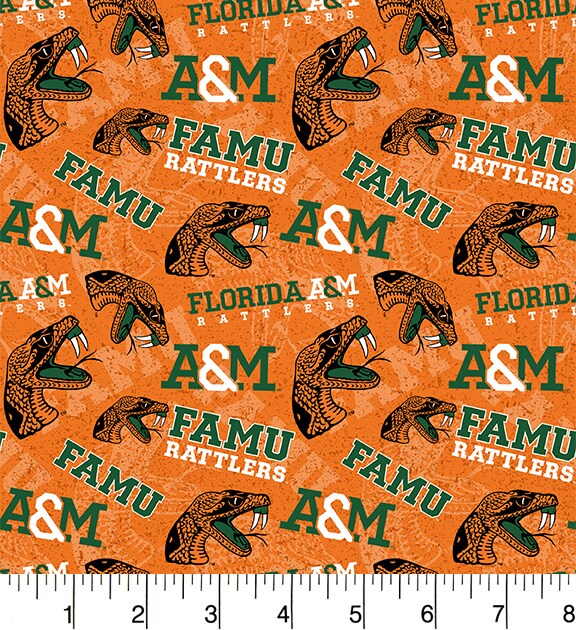 Sykel Enterprises-Florida A&#x26;M University Cotton Fabric-FAMU Rattlers Tone On Tone Cotton Quilting Fabric
