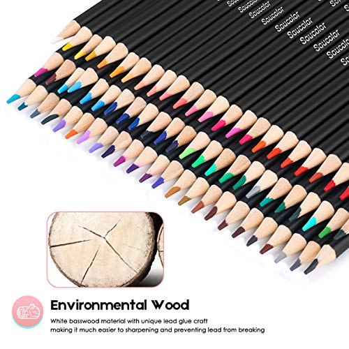 Soucolor 72-Color Colored Pencils for Coloring Books, Soft Core, Artist Sketching Drawing Pencils Art Craft Supplies, Coloring Pencils Set Gift for Adults Kids Beginners