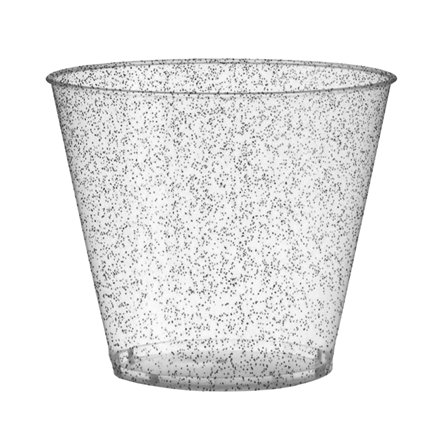 Clear with Silver Glitter Round Disposable Plastic Party Cups - 9 Ounce (240 Cups)