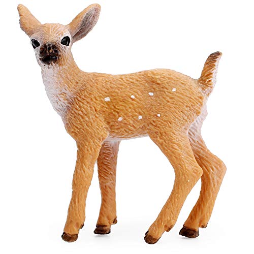 RESTCLOUD 12Pcs Deer Figurines Cake Toppers, Deer Toys Figure, Small Woodland Animals Set of 12 Fawn