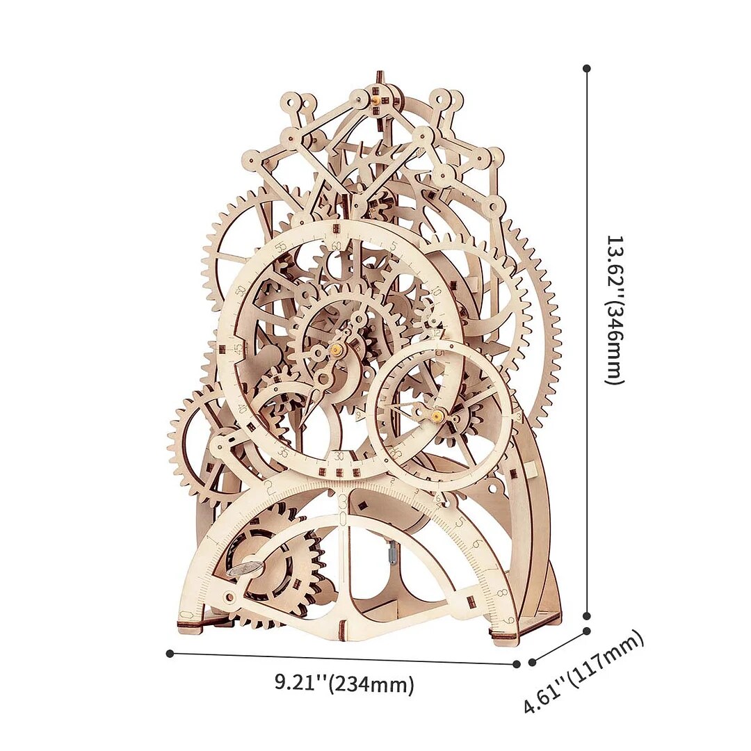 ROKR Pendulum Clock Mechanical Gears 3D Wooden Puzzle LK501