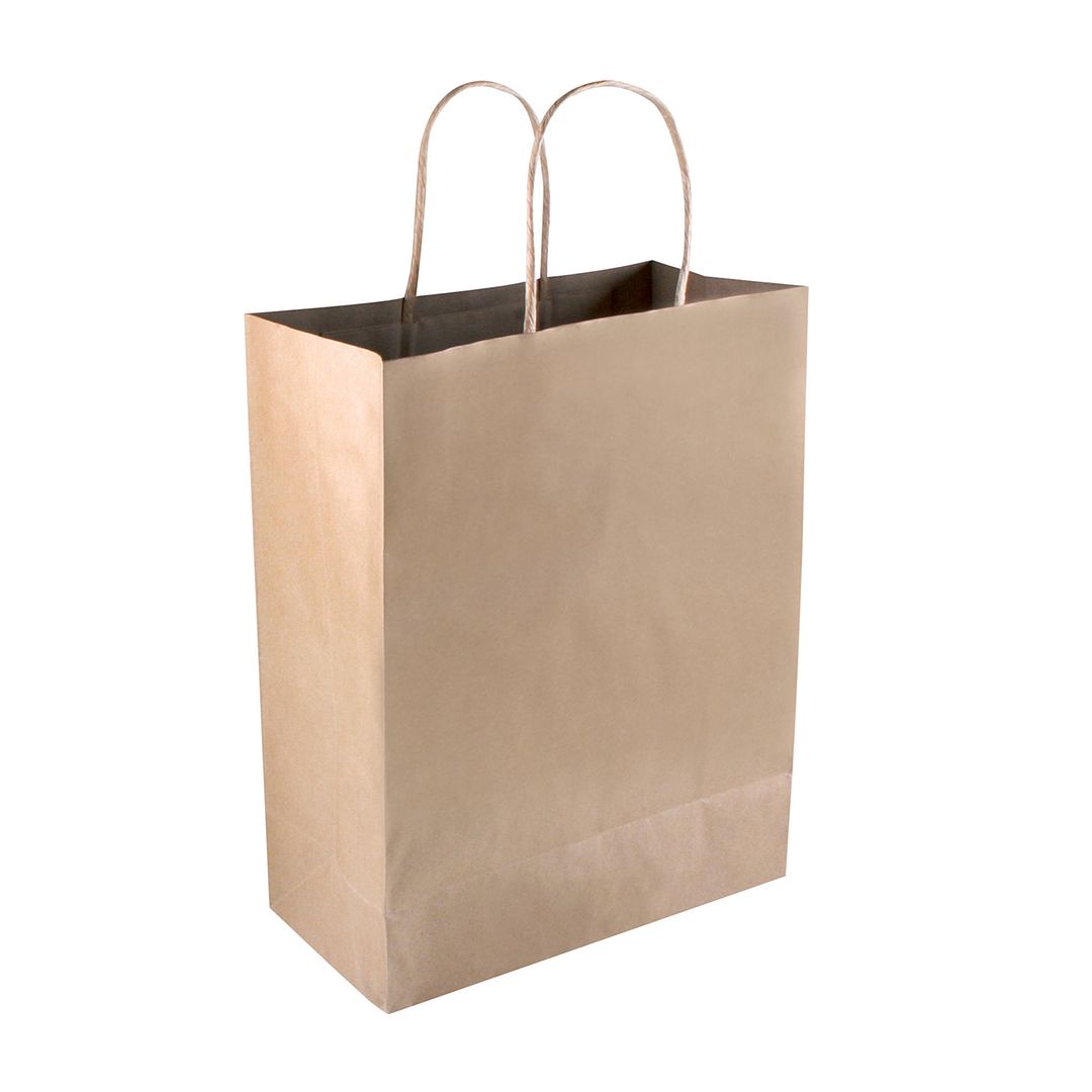 COSCO Gift and Shopping Bags, Kraft with Twisted Paper Handles, 10.125&#x22; x 12.75&#x22; x 4.5&#x22;, 50 count
