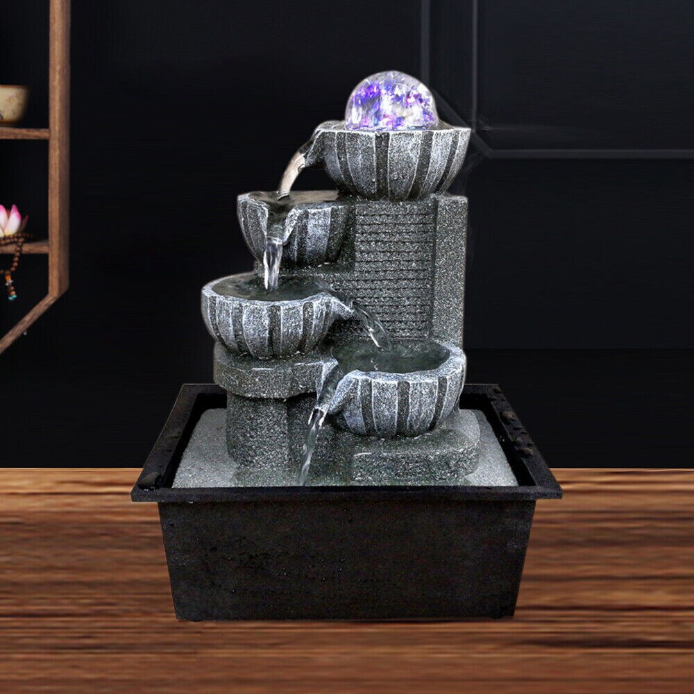 4 tier Elegant Water Fountain with LED Lights and Crystal