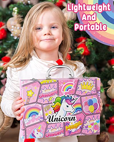 Art Supplies for Kids - Unicorn Art Set - Painting, Drawing Art Kit with Washable Markers, Double-Tip Pens, Coloring Book, Sketch Pad - Beginners Art Case Gift for Girls (Age 3-12)