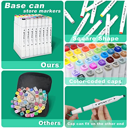 60 Colors Alcohol Markers Dual Tip Markers Art Markers Set, Unique Colors (1 Marker Case) Alcohol-based Ink, Fine &#x26; Chisel, White Penholder