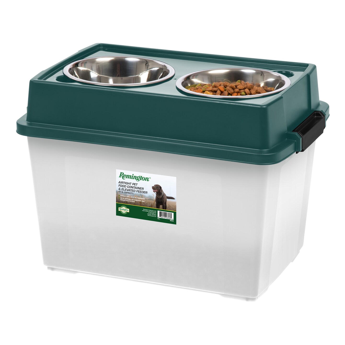 Dog food container and bowl shop combo