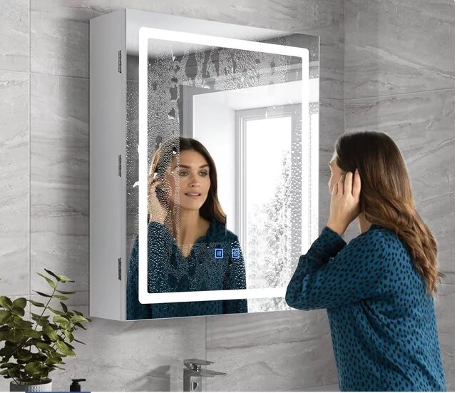 Bathroom Medicine Cabinet with Defogger and LED Lighting
