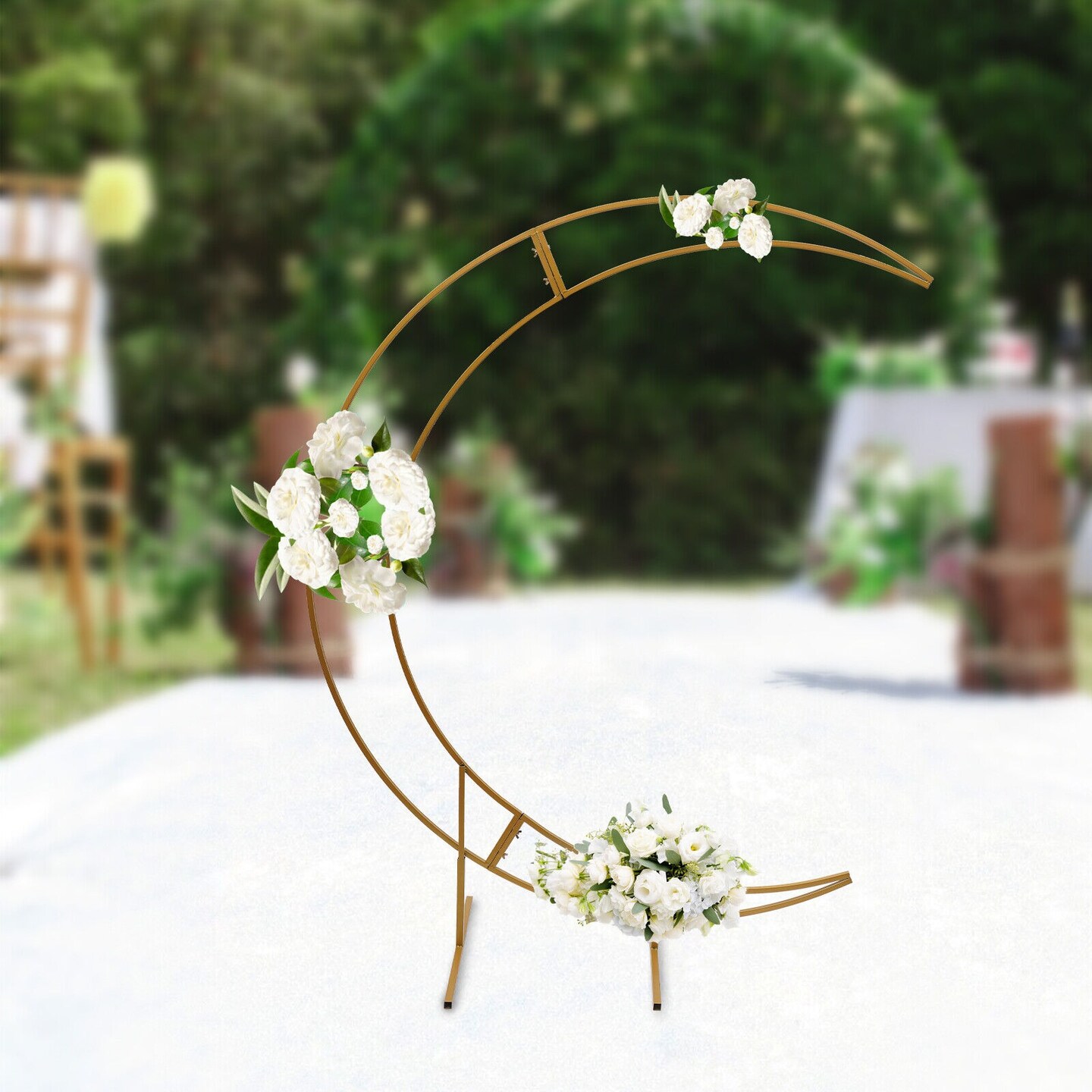 7ft Gold Metal Crescent Moon Wedding Arch Stand