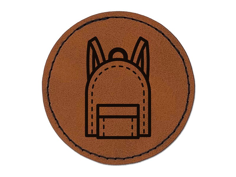 Backpack Teacher School Round Iron-On Engraved Faux Leather Patch Applique - 2.5&#x22;