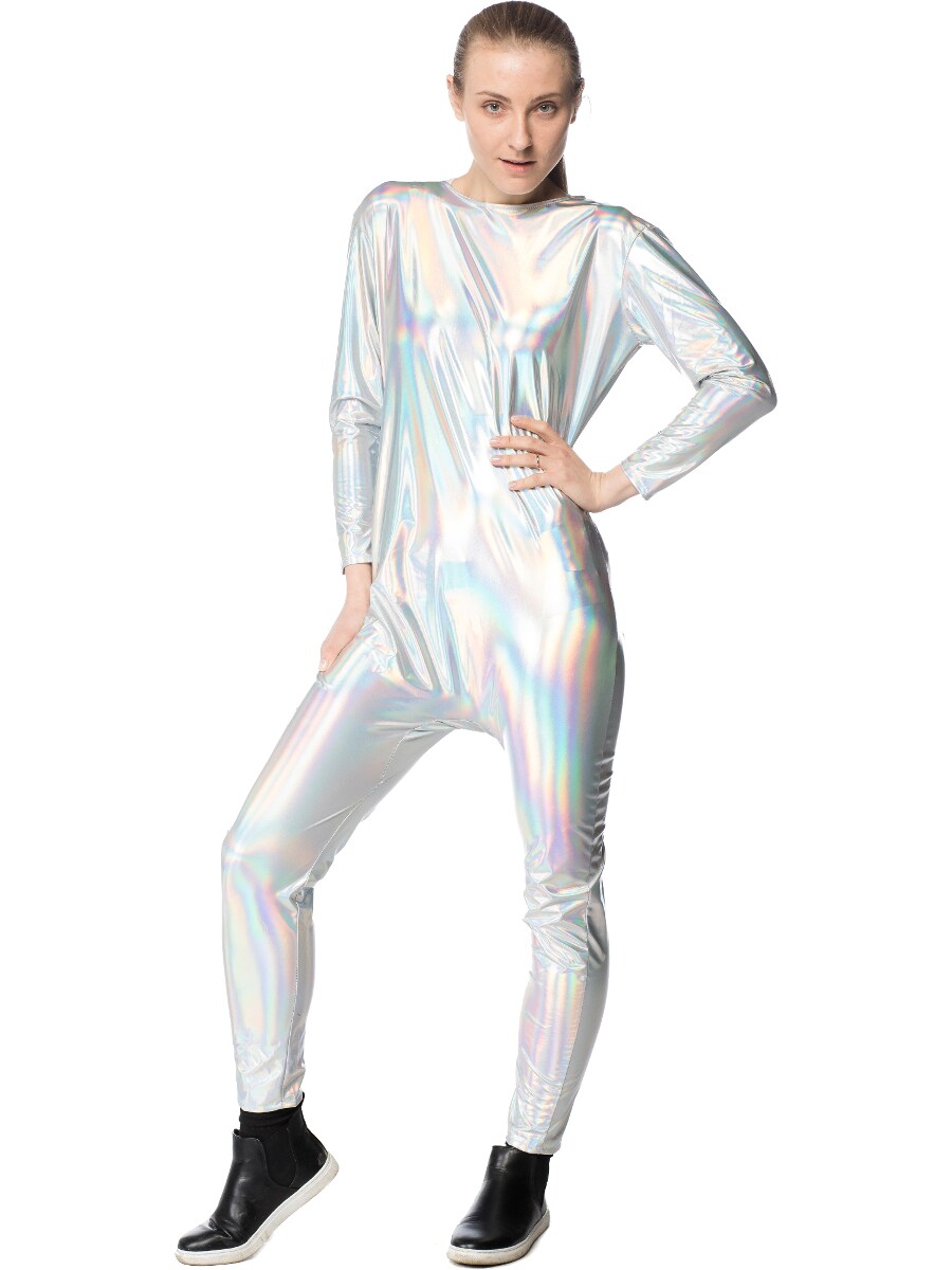 Womens Stretchy Unicorn White Jumpsuit Costume