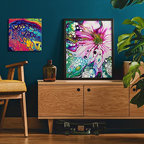 Metallic Acrylic Pouring Paint with Acrylic Pouring Oil, 14 Metallic Colors(60 ml/2 oz) Pre-Mixed High Flow Pour Paint for Halloween Decorations, Acrylic Pouring Paint Supplies for Canvas, Wood, Rocks & More