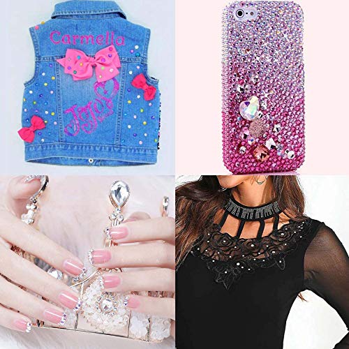 10000 Pieces Flatback Glass Hotfix Iron On Rhinestones Crystal for DIY Making with 1 Tweezer & 1 Picking Pen for Shoes, Clothes, Face Art, Bags, Manicure (12-Colors, 3 Sizes)