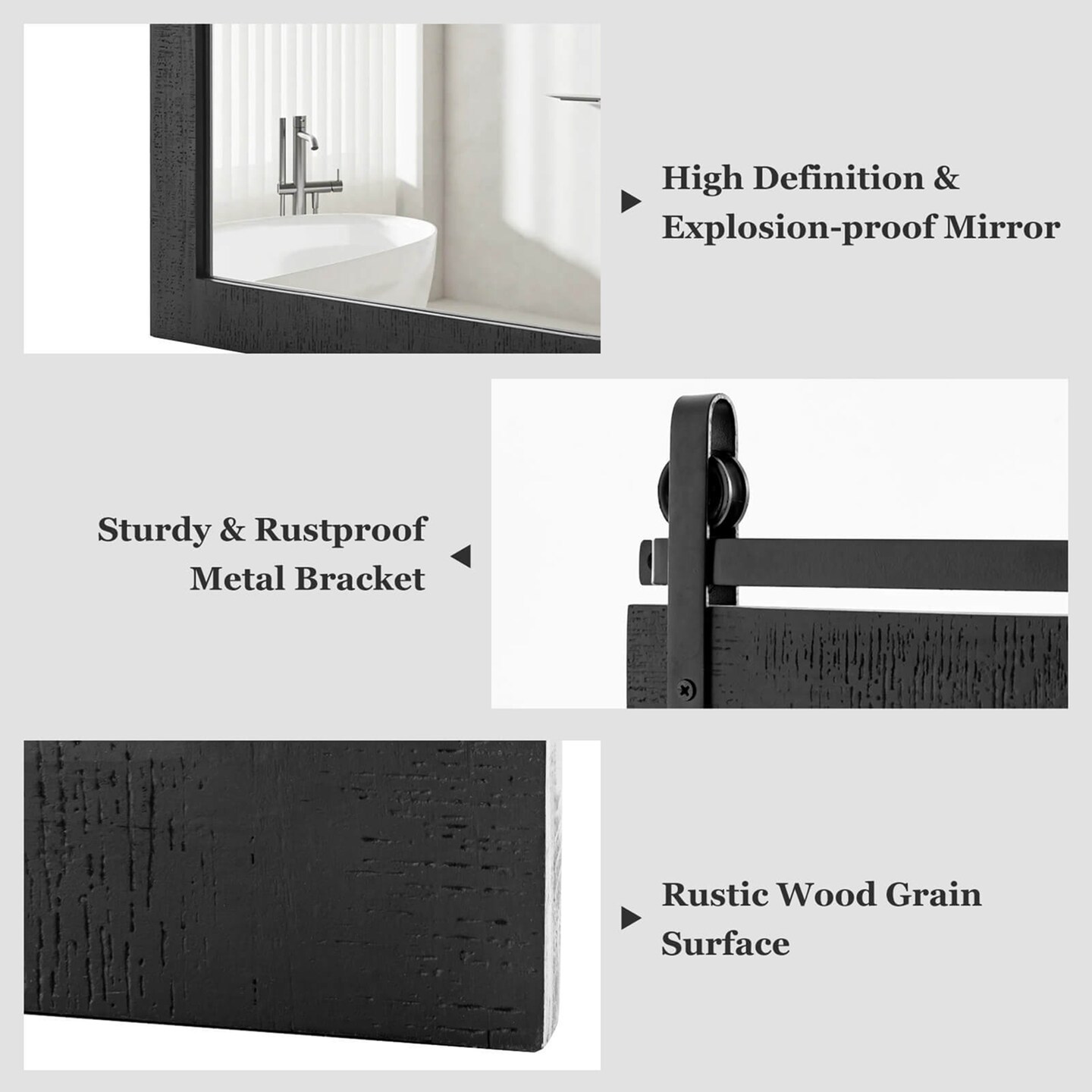 Costway 30&#x27;&#x27;x22&#x27;&#x27; Wall Mount Mirror Decor Vanity Mirror Wood Frame Barn Door Style Black/Walnut