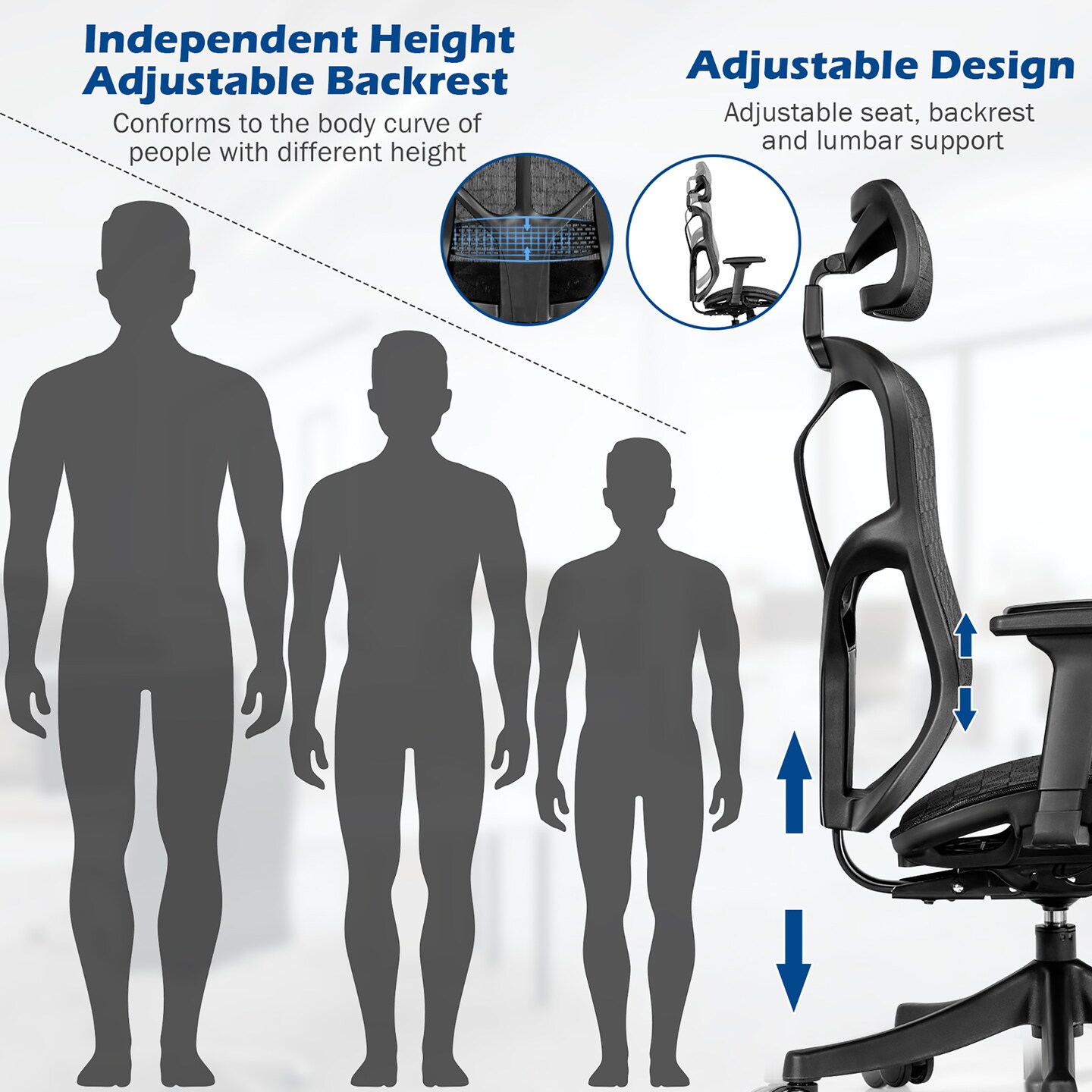 Costway Ergonomic High Back Mesh Office Chair Adjustable Swivel Computer Chair