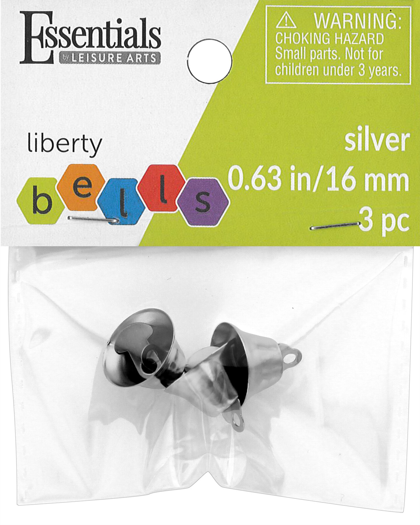 Essentials by Leisure Arts  Liberty Bells 16mm Silver 3pc