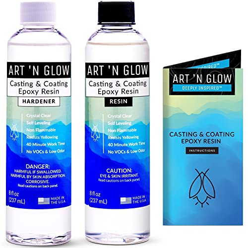 Art 'N Glow Epoxy Resin for Clear Casting and Coating - 16 Ounce Kit -  Perfect for Molds, Crafts, Tumblers, Jewelry, Wood - Food Safe, Non  Yellowing